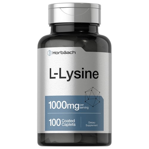Horbäach L-Lysine 1000mg | 100 Coated Caplets | Free Form Dietary Supplement | Essential Amino Acid | Vegetarian, Non-GMO, and Gluten Free Formula