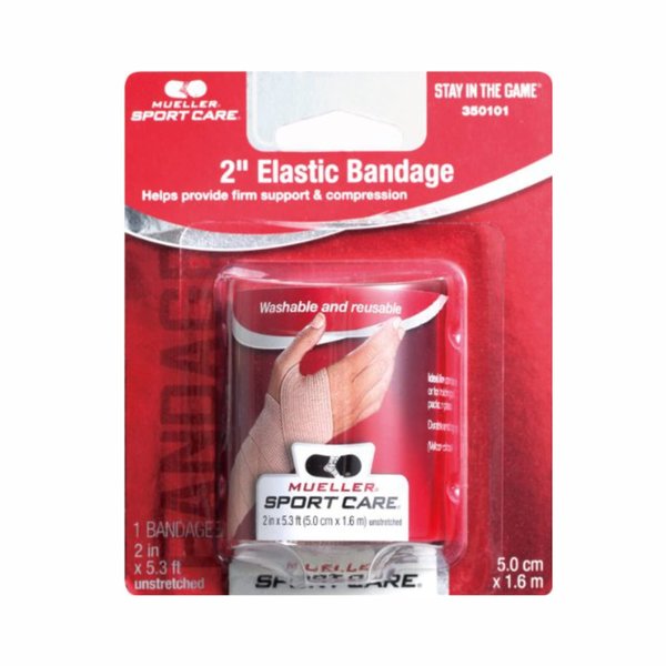 Mueller 2" x 5.3 ft Elastic Bandages, Cotton and Elastic, Reusable