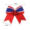 8 Inch 3 Colors 3 Layers 6 Pcs Cheerleader Bows Jumbo Cheerleading Bows Hair Elastic Hair Tie for High School College (Navy blue/White/Yellow gold)