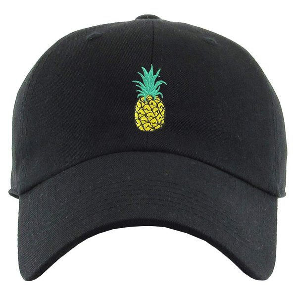Funky Junque Dad Hat Unconstructed Baseball Cap - Pineapple (Black)