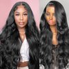 Lace Front Wigs Human Hair: 13x4 Body Wave Lace Frontal Wigs Human Hair for Women 200% Density HD Transparent 24 Inch Glueless Virgin Human Lace Front Wigs Pre Plucked with Baby Hair Natural Black