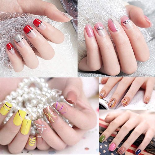 Beuniar Nail Striping Tape Line 40 Rolls Multicolor Glitter Matte Texture Decal Nails Art Adhesive Sticker Foil with 2Pcs Tape Roller Dispenser Holder