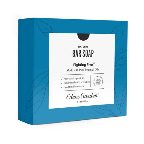Edens Garden Fighting Five Natural Aromatherapy Cold Processed Bar Soap (Made With Essential Oils, Vegan, For Face & Body), 4.4 oz Bar