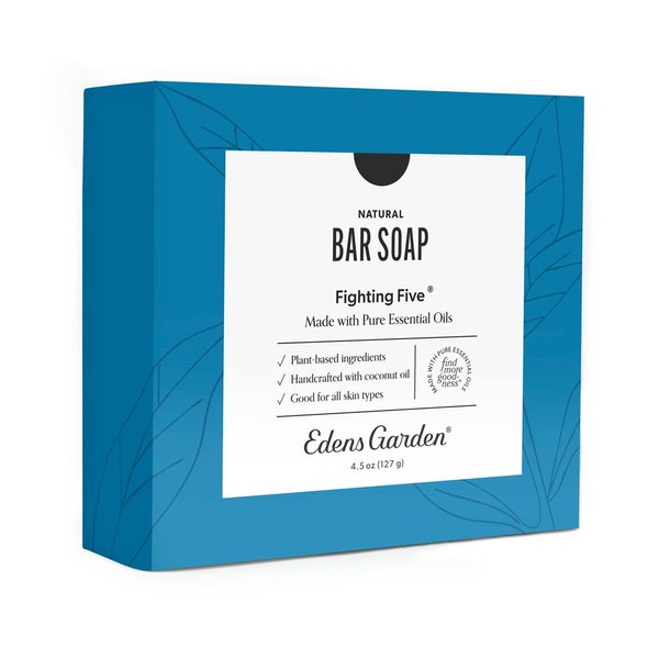 Edens Garden Fighting Five Natural Aromatherapy Cold Processed Bar Soap (Made With Essential Oils, Vegan, For Face & Body), 4.4 oz Bar