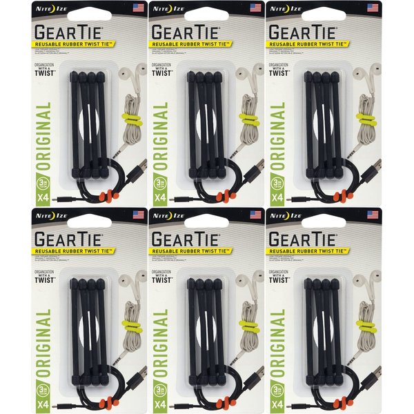 GEAR TIE 3" BLACK 4 PK