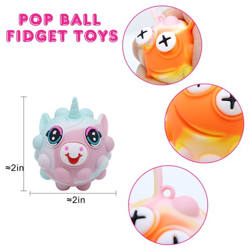 KissFree 18 PACK Animal Pop Balls Party Favors for Kids,3D Pop Balls Its Fidget Toys,Birthday Gifts for Kids,Goodie Bag Stuffers,Pinata Stuffers,Carnival Prizes,Treasure Box Toys,Classroom Prizes
