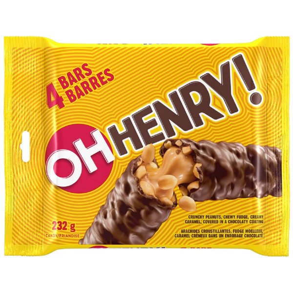 4 Full Sized OH Henry! Chocolate Candy Bars 232g (Imported From Canada)