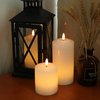 GenSwin 3D Wick Flameless Flickering Candles Battery Operated with Remote Timer, Real Wax Pillar LED Votive Candles Warm Light, Set of 3 Party/Wedding/Home Decor(White, D3” x H4.6” 5.8” 6.8”)