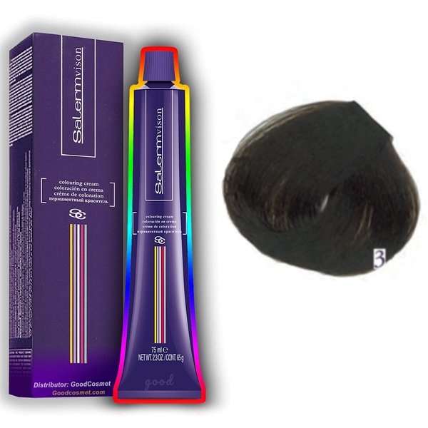 Salerm Hair Color Dye Cream Permanent Tinte 3: Dark Brown
