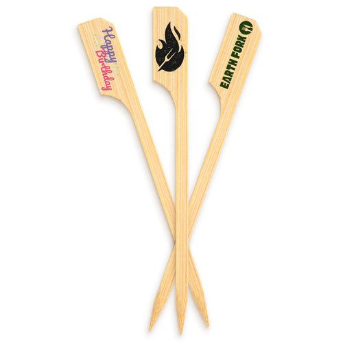 3.5" Custom Eco-Friendly Bamboo Paddle Food Picks - Ideal for Appetizers, Cocktail Garnishes, and Events - Personalizable with Full-Color Printing - Catering, Restaurants, and Parties - 50 Pack
