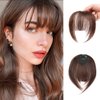 EBENK Clip in Bangs-100% human hair Brown Black Wispy Bangs in hair pieces, Fake Bangs Hair Clip, Easy Hair Extensions for women, Clip on Bangs Curved Bangs for Daily Wear
