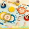 HAPGFS 30 PCS Wooden Play Dishes and Plates for Kids, Montessori Wooden Kitchen Accessories Tableware Set Toys for Toddler Gifts, Pretend Play Food Sets for Children Birthday 3 4 5 6 Boys Girls