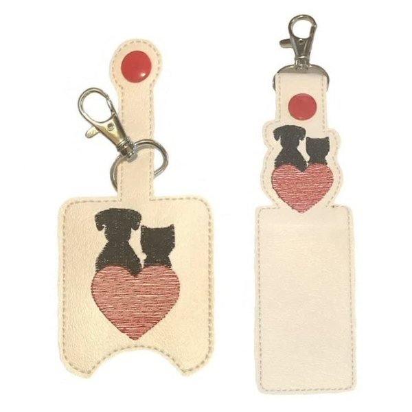 Cat and Dog Heart Hand Sanitizer Holder and/or Lip Balm Holder