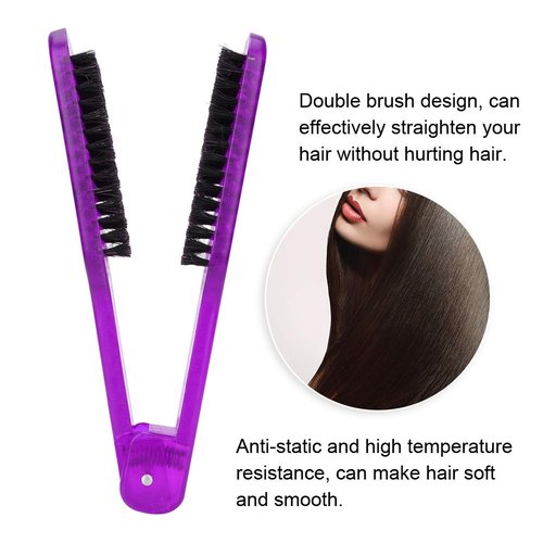Double Sided Brush, Clamp Hair Brushes Straightener Anti-Static Styling Comb Hairdressing Tool V-Shape Hair Splint Combs Women Men Brushes for Home Barber Shop(Purple)
