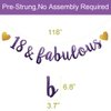 18 & Fabulous Banner, Purple Glitter Paper Banner Sign Garlands,18th Birthday/Anniversary Party Decorations Supplies,Letters Purple,SUNbetterland