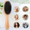 OWIIZI 100% Boar Bristle Hair Brush Set for Women & Mens Soft Natural Boar Bristle Wooden Detangler Brush and Comb Set for Long Curly Fine Hair
