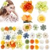 Atoden Bohemian Hawaiian Flower Hair Clips Realistic 20 Pcs Hawaii Boho Clips Artificial Rose Tropical Floral Hair Barrettes Wedding Bridal Hair Accessories for Women Girls Green Yellow Orange
