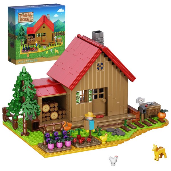 Stardew Farmhouse Building Toy, Video Game Farm Playset Building Set Compatible with Lego, 766 Pieces DIY Farm House Building Kits for Adults and Fans