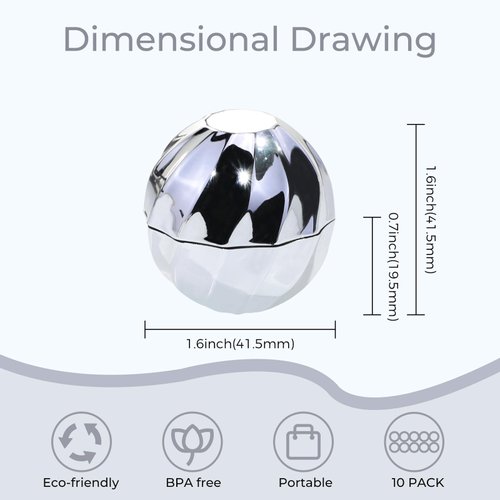 longway 0.24Oz (7ml) Empty Lip Balm Sphere Containers | Screw Cap Lipstick Tubes/Chapstick Tubes/Chapstick Holder for Lip Gloss & BPA FREE (Pack of 10 (Silver)