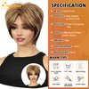 QUEENTAS Short Wigs for Women Short Hair Wigs for Women Brown Pixie Cut Wig for Women Synthetic Hair Wigs with Bangs Daily or Cosplay (Toffee Brown Mixed Golden Blonde)