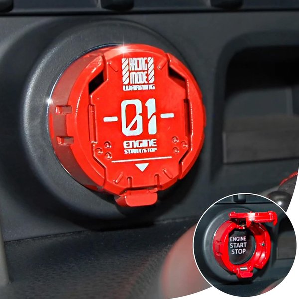𝙊𝙧𝙞𝙜𝙞𝙣𝙖𝙡 | Push Start Button Cover, Metal Mecha Car Engine Start Stop Button Cover Protector, Cool Car Accessories Interior Decor Sticker Decals Motorcycle Key Ignition Switch Cover, Red