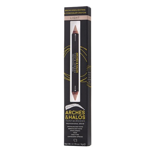 Arches & Halos Brow Highlighter and Concealer Crayon - Enhance, Conceal and Highlight the Brow Arch - Dual Ended Crayon with Rich Color - Vegan and Cruelty Free Makeup - 0.17 fl oz, Light