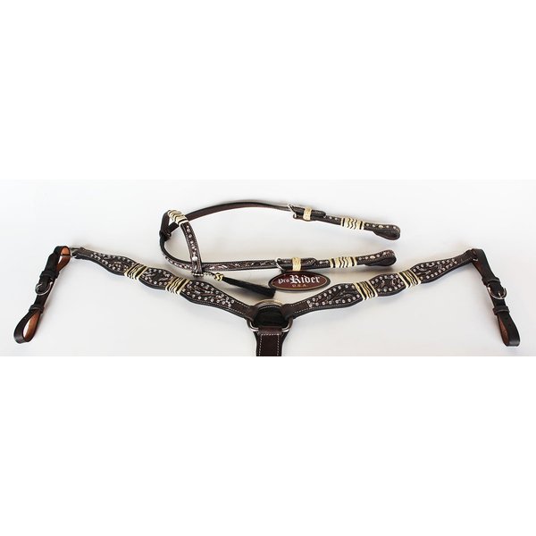 CHALLENGER Horse Show Saddle Tack Rodeo Bridle Western Leather Headstall Breast Collar 7871