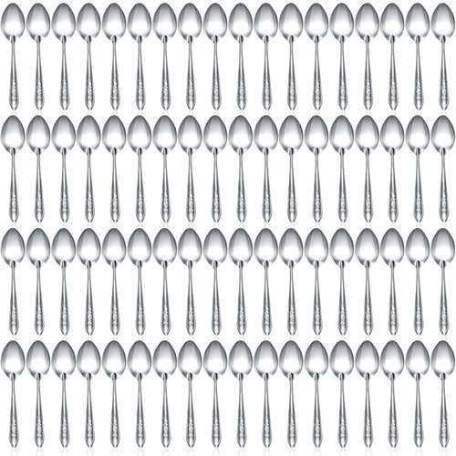 100 Pieces Dinner Spoons Set 6.69 Inches Silverware Spoons Bulk Stainless Steel Tablespoons Food Grade Spoon for Home Restaurant Kitchen Dishwasher Safe