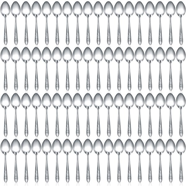 100 Pieces Dinner Spoons Set 6.69 Inches Silverware Spoons Bulk Stainless Steel Tablespoons Food Grade Spoon for Home Restaurant Kitchen Dishwasher Safe
