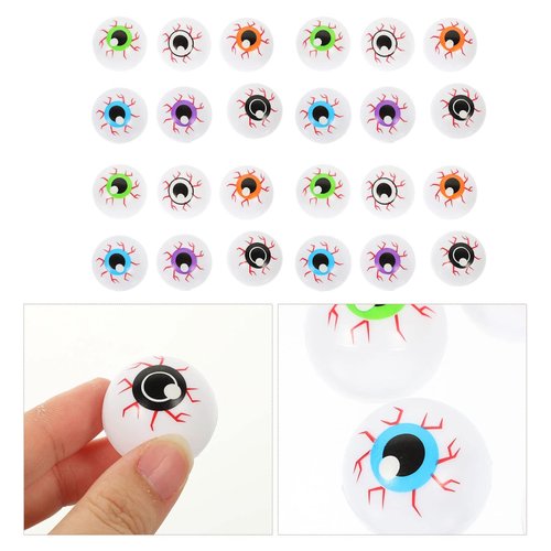 AKHFKY 24 Pieces 1In Plastic Halloween Eyeballs Scary Ping Pong Eyeballs for Toys Halloween Eyeballs Creepy Plastic Eyeballs Halloween Eyeballs Props for Halloween Party Decorations Supplies