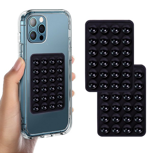Suction Phone Case Mount, 2Pcs Silicone Phone Suction Grip Compatible with iPhone and Android Cases, Anti-Slip Hands-Free Mobile Accessory Holder, Sticky Phone Grip for Tiktok Videos and Selfies
