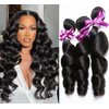 10A Brazilian Virgin Hair Loose Wave 4 Bundles 100% Unprocessed Wet And Wavy Human Hair Bundles Weave Wefts Weaving Remy Hair Extensions Natural Color Double Weft for Women 20 22 24 26 inch