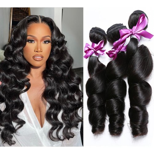 10A Brazilian Virgin Hair Loose Wave 4 Bundles 100% Unprocessed Wet And Wavy Human Hair Bundles Weave Wefts Weaving Remy Hair Extensions Natural Color Double Weft for Women 20 22 24 26 inch