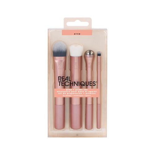 Real Techniques Prep and Prime Makeup Brush Set, Ideal for Exfoliating & Applying Primers, Moisturizers, & Serums, Skincare Tools, Synthetic Bristles, Cruelty-Free & Vegan, 4 Piece Set