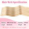 ABH AMAZINGBEAUTY HAIR Hand Tied Weft Hair Extensions Human Hair Highlighted Sew in Hair Extensions Remy Human Hair Weft Extensions Platinum Dark With Dirty Blonde Highlights P12-60, 50 Gram, 18 Inch