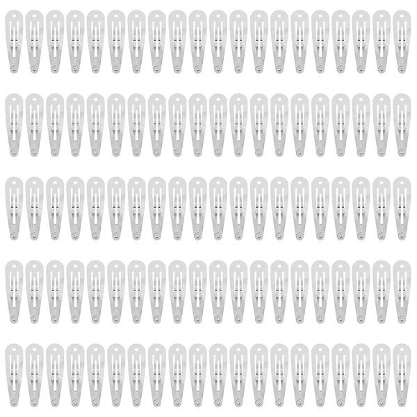 Lawie 100 Pieces 2 Inch Small Metal Snap Hair Clips With Hole 5 CM Silver Barrettes Crafting Hairpins Clips Thin Fine Bang Hair Holder Craft DIY Hair Accessories Bulk for Women Girls