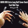 NOVO OVO XXL Long Duck Feet Nail Tips Half Cover for Acrylic, Clear C Curve XXXL Extra Super Long Flare Y2K Wide French Soft Gel False Nail Extension x 11 Sizes in Box 110 pcs