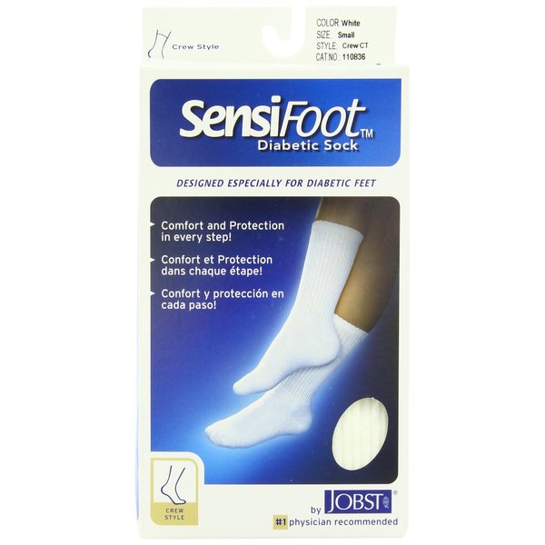 JOBST Sensifoot™, Diabetic Crew Sock, White, Small