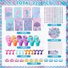 Faccito Mermaid Party Favors Mermaid School Stationery Set Class Reward Gift Notebooks Pencils Sharpener Erasers Stickers Sharpeners Stampers Mermaid Birthday Decoration Supplies (Beautiful,172 Sets)