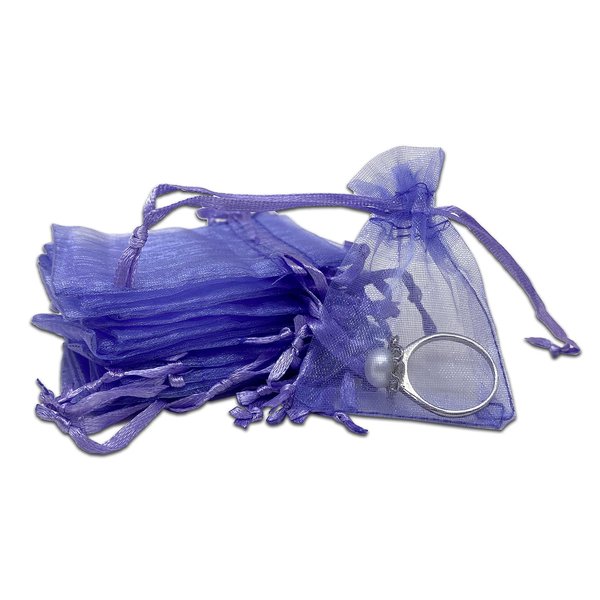 TheDisplayGuys 48-Pack 2" x 2-3/4" Lavender Sheer Organza Gift Bags with Drawstring, Goodie Bags for Jewelry, Candy Bags, Treat Bags, Wedding Favors Small Mesh Bags