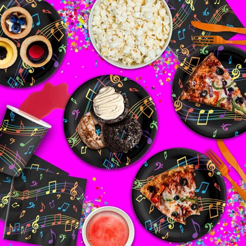 Colorful Music Notes Birthday Party Supplies Set Plates Napkins Cups Tableware Kit for 16