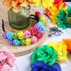 6 Pcs Boho Floral Crown Stretch Rose Flower Headband Girls Rainbow Headband Sunflower Head Crown Multicolor Flower Hair Wreath Headwear Headpiece Hair Accessory for Women Girl Bride Bridesmaid