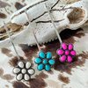 TMUSIBEN Hair Clips for Women and Girls Three Colors Turquoise Beige and Pink with Metal Bohemian Conch Squash Blossom Western Cowgirl Retro Ethnic Style Wedding Hair Accessory (turquoise)