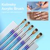 Shine Chance Acrylic Nail Brush Size 16, 100% Pure Kolinsky 3D Art Nail Brush with Gradient Blue Handle, Art Design Powder Nail Brush Pen for Nails Extension & Carving, Acrylic Application Tools