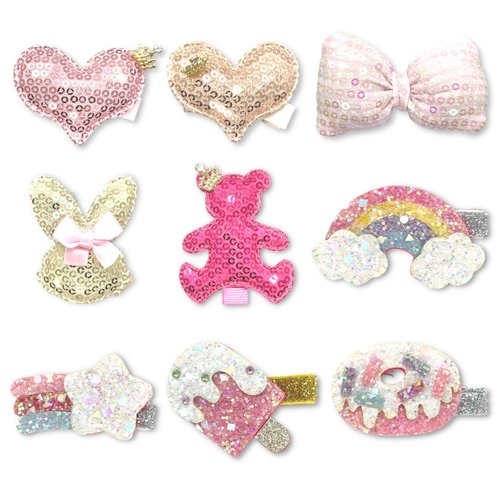 Glitter Hair Clips for Girls Accessories - 9 Pcs Sparkly Rhinestones Non-Slip Alligator Clip, Hair Barrettes for Women, Baby Girls Hair Accessories for Little Kids, Children & Teens