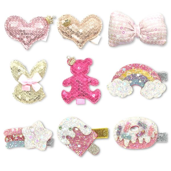 Glitter Hair Clips for Girls Accessories - 9 Pcs Sparkly Rhinestones Non-Slip Alligator Clip, Hair Barrettes for Women, Baby Girls Hair Accessories for Little Kids, Children & Teens