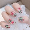 JERCLITY 5 Sheets Spring Palm Leaf Nail Polish Strips Stickers Full Nail Wraps for Women Nail Art Self-Adhesive Flower Leaf Nail Polish Wraps Sticker Nails for Women With Nail File