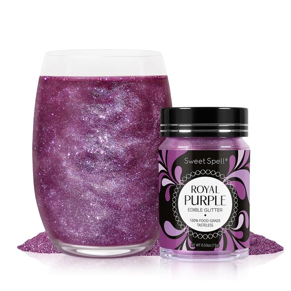 Sweet Spell Edible Glitter (15g) - Shimmer Dust for Drinks, Cakes, Cocktails - Sparkles, 100% Edible & Food Grade, Vegan, Gluten-Free (Purple)