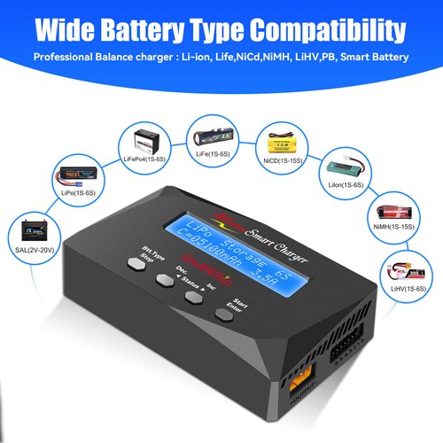 Sevenchip B6 Balance Charger RC Lipo Battery Charger Discharger with Power Supply for 1S-6S LiPo Lilon Life NiCd NiMh Pb RC Battery Charger