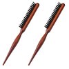 SAVITA 2pcs Boar Bristle Teasing Hair Brush, Boar Bristle Soft Teasing Brush Fine Hair Wood Handle Hair Side Comb for Fine Hair Styling Post Smoothing Styling Hair and More